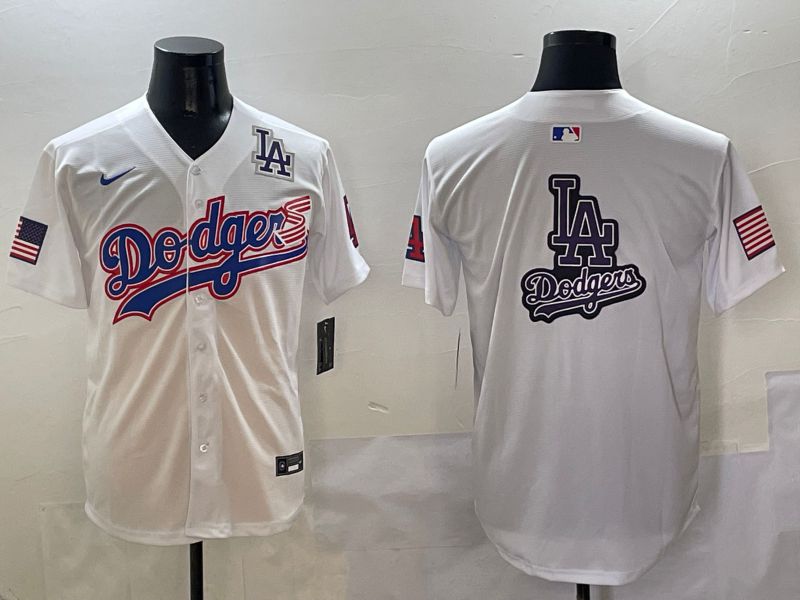 Men Los Angeles Dodgers Blank White national flag second generation joint name Nike 2025 MLB Jersey style 23